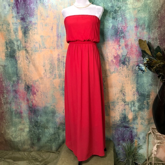 Bershka Strapless Chiffon Dress 